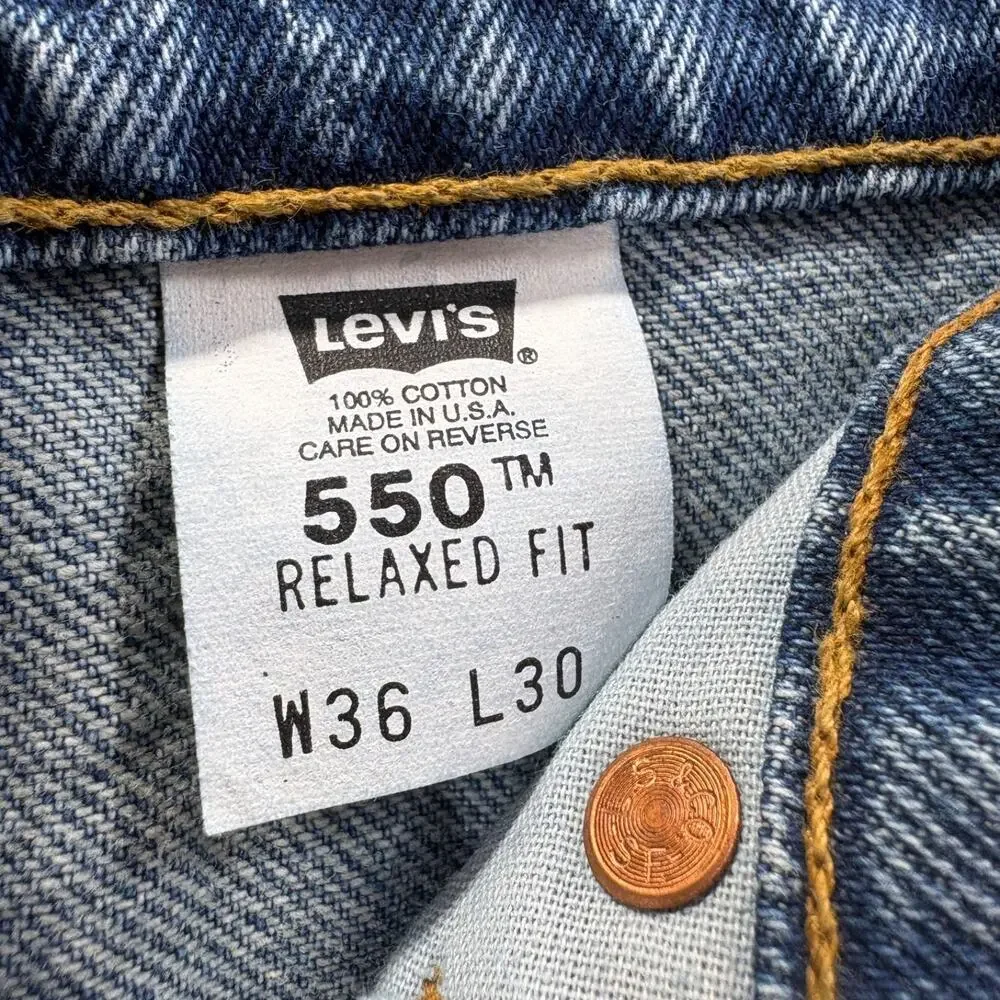 Vintage Levis USA MADE 550 Mens Jeans 36x30 Black Batwing Red Tag Relaxed Fit